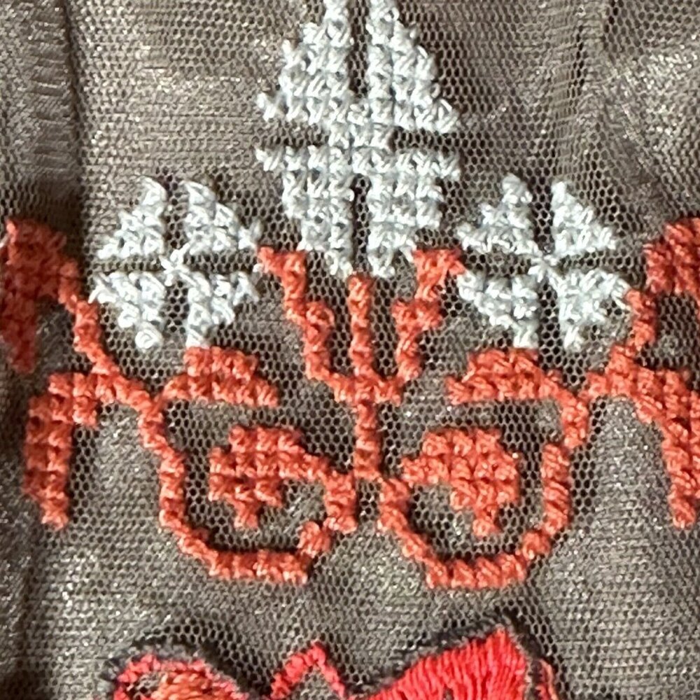 Anthropologie Yoana Baraschi Coffee Orange White Embroidered Skirt Women's SZ 4 - Picture 5 of 10